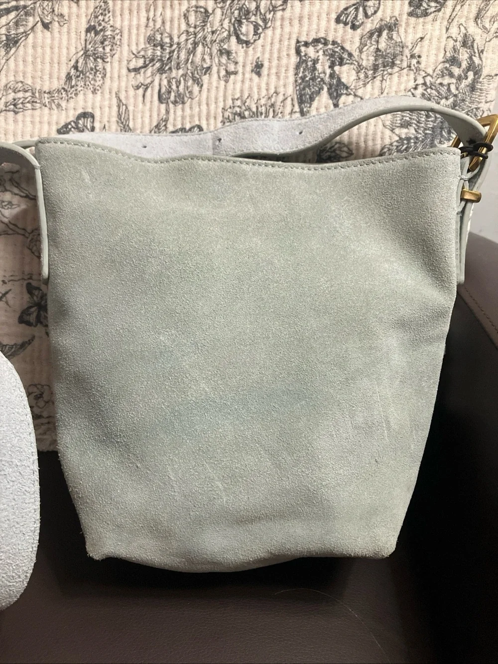 Margot Kaye Mint Suede Crossbody Bag with Adjustable Strap